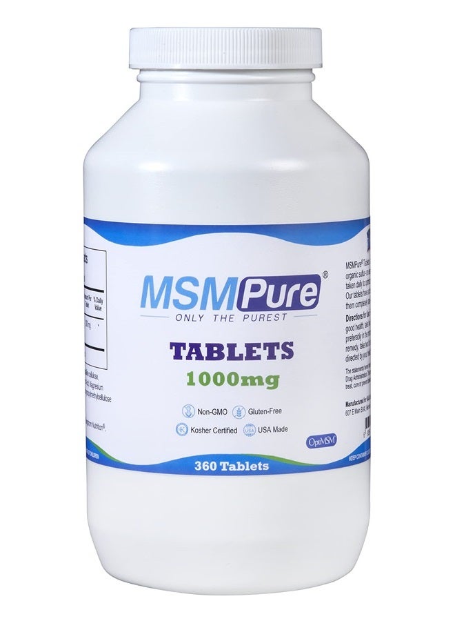 Kala Health MSMPure Tablets, 360 Count, 1000 mg per Tablet, Pure MSM Organic Sulfur Supplement, Made in USA - Image 1