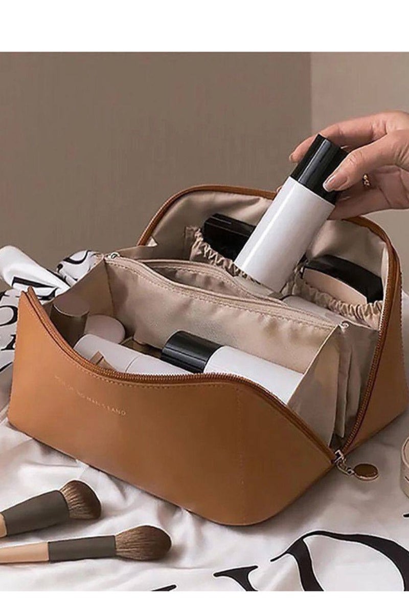 Rwnq Luxury Women's Makeup and Cosmetic Organizer Bag – Stylish and Modern Design, Versatile for Travel and Daily Use, Featuring an Elegant Gold Zipper – Perfect for Neatly Storing Beauty and Personal Care Products with Style and Organization.Women's makeup bag - shipping - travel essentials - Image 2
