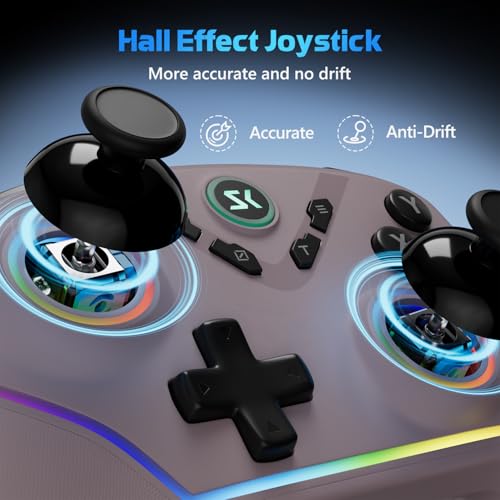 CHENGDAO Wireless PC Controller with Hall Effect Joysticks & Triggers, 1000Hz Polling Rate, Trigger Locks, Bluetooth Pro Gaming Controller for PC/Steam/Luna/Tesla - 4 Macros and Turbo, Dynamic RGB, Pink - Image 3