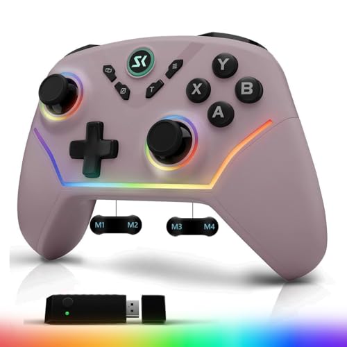 CHENGDAO Wireless PC Controller with Hall Effect Joysticks & Triggers, 1000Hz Polling Rate, Trigger Locks, Bluetooth Pro Gaming Controller for PC/Steam/Luna/Tesla - 4 Macros and Turbo, Dynamic RGB, Pink - Image 1
