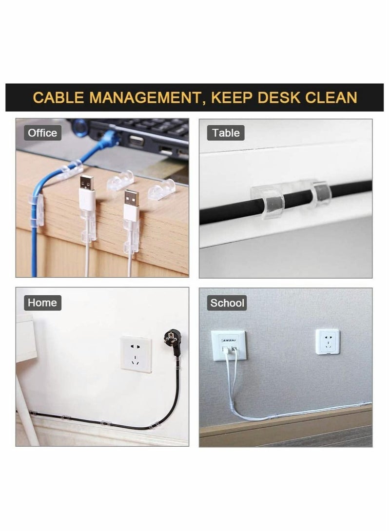 Excefore Cable Management Clips 40Pcs Self Adhesive Cable Clips Wire, SANNOBEL Organizers Cord Holders for TV, PC, Laptop, Ethernet Cable, Desktop Home Office - Image 4