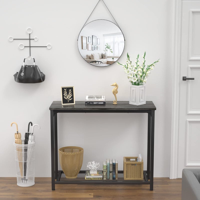 Ecoprsio Console Table Sofa Table with Mesh Shelves, 2 Tier Entryway Table Foyer Table for Entryway, Front Hall, Hallway, Sofa, Couch, Living Room, Coffee Bar, Kitchen, Grey, 32 Inch - Image 3