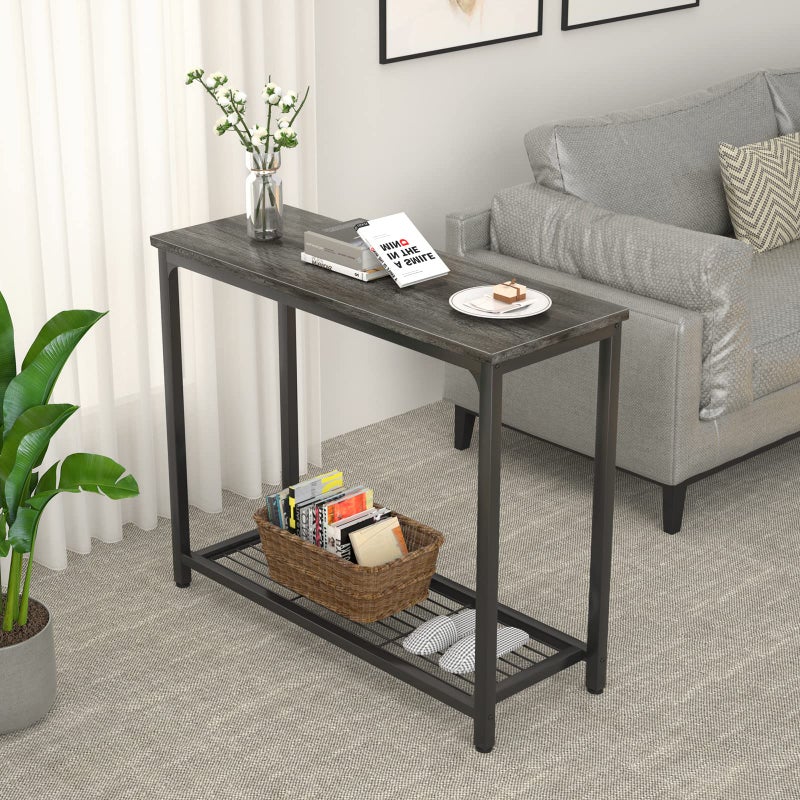 Ecoprsio Console Table Sofa Table with Mesh Shelves, 2 Tier Entryway Table Foyer Table for Entryway, Front Hall, Hallway, Sofa, Couch, Living Room, Coffee Bar, Kitchen, Grey, 32 Inch - Image 4