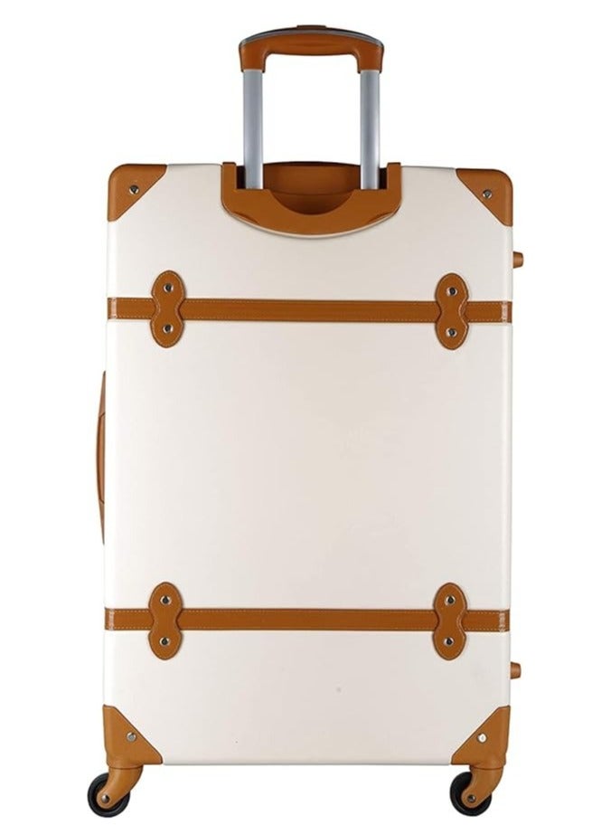 طقم سفر بأربع قطع يحتوي على أربع عجلات دوارة بتصميم عتيق باللون الأبيض بحجم 28x24x20x14 إنش  - Image 4