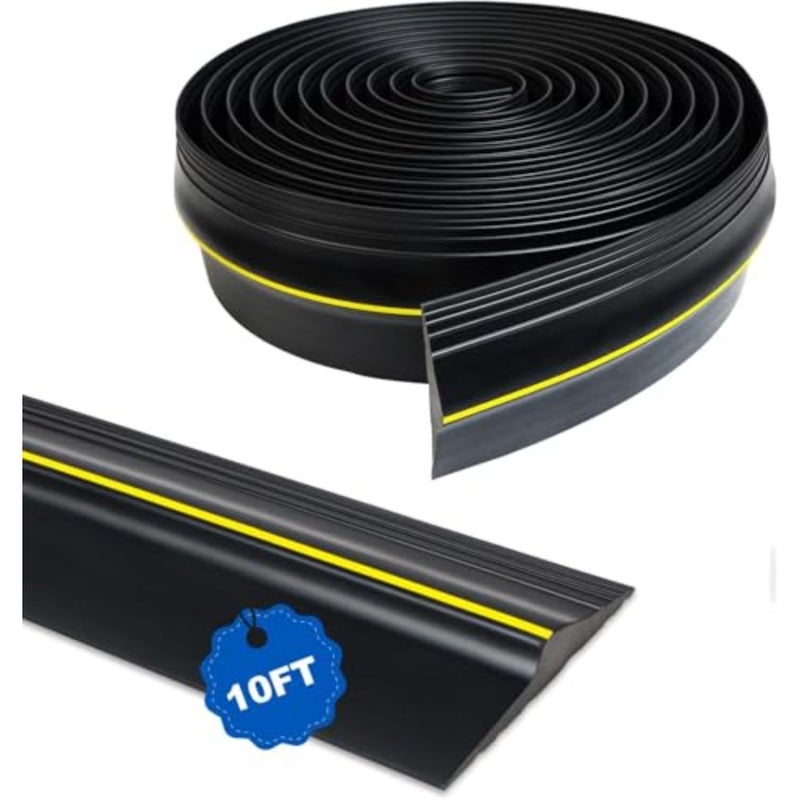 شريط إغلاق سفلي لباب المرآب العالمي، استبدال شريط مطاطي مقاوم للطقس DIY، بطول 10 أقدام، أسود - Image 1
