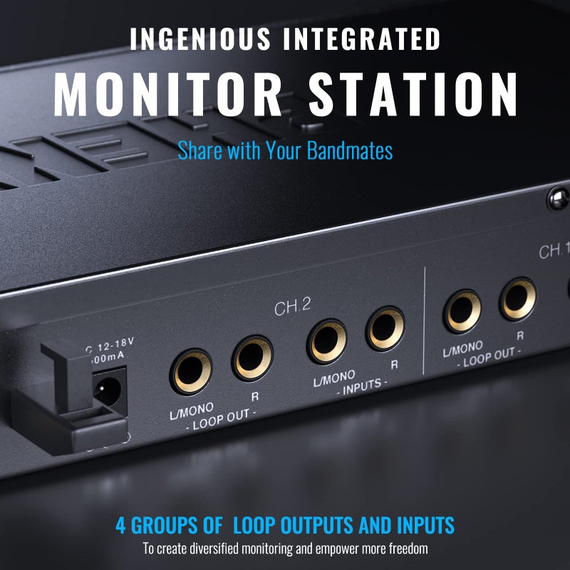 Phenyx Pro Quad-Channel Wireless in Ear Monitor System, Mono IEM System w/ 4 Bodypacks, 4x25 UHF Frequencies, Rack Mount, 164 ft Range, Wireless in Ear Monitor for Bands/Studio (PTM-33-4B) - Image 4