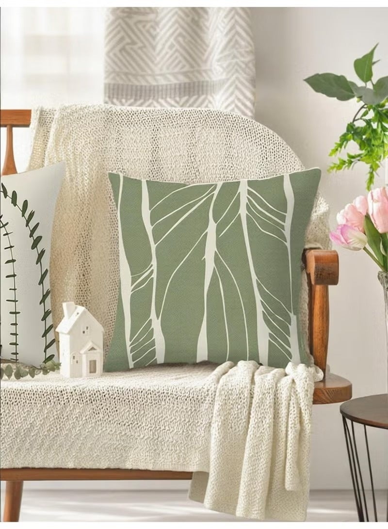 Neox 4-piece set of cushion, pillowcase, abstract green leaf modern decoration sofa pillowcase 45cm x 45cm, living room sofa car sofa bed pillowcase 18x18 inches (double-sided pattern) - Image 2