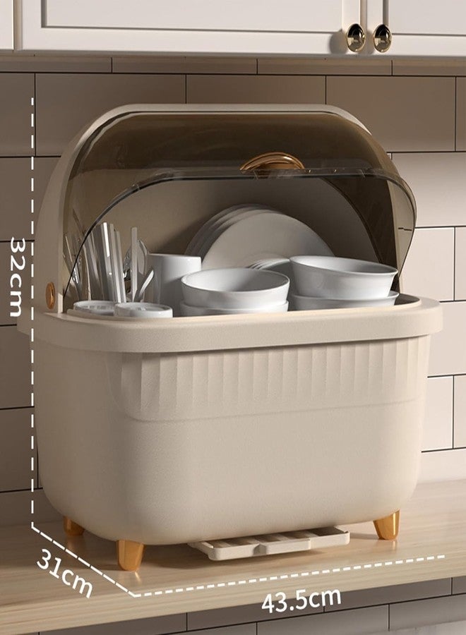 LEVGRY Plastic Dish Drying Rack Dish Drain Storage Box Multifunctional Tableware Holder Space Saving Dish Drainer with Lid Cover for Kitchen Accessories - Image 5