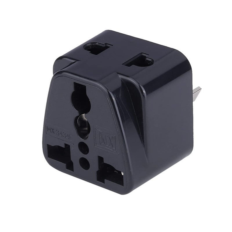 MX محول سفر عالمي MX نوع I من الهند إلى أستراليا 2 في 1 قابس تحويل للاستخدام المنزلي والرسمي باللون الأسود - Image 1