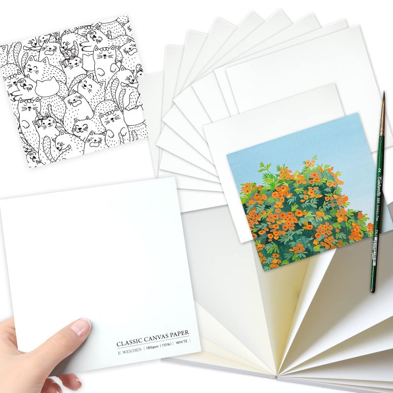 Qianshan 59x59 Inch Oil and Acrylic Paper Pad30 Sheets 180GSM110lb Tearable Bleed Proof Canvas Like Textured Drawing Papers Perfect for AcrylicOil PaintingWhite - Image 3