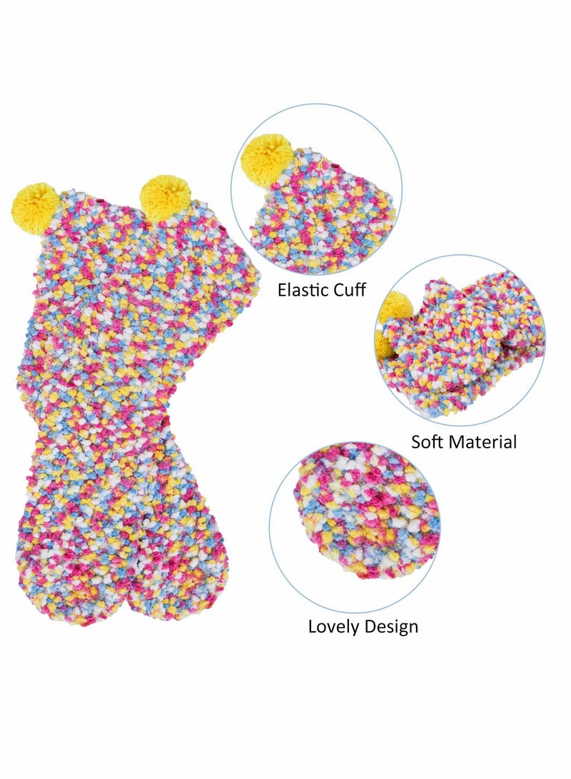 SOLARAE Socks for Women, Girl Fuzzy Fluffy Winter Slipper Soft DIY Gift Birthday With Cupcake Boxes 3 Pairs - Image 2