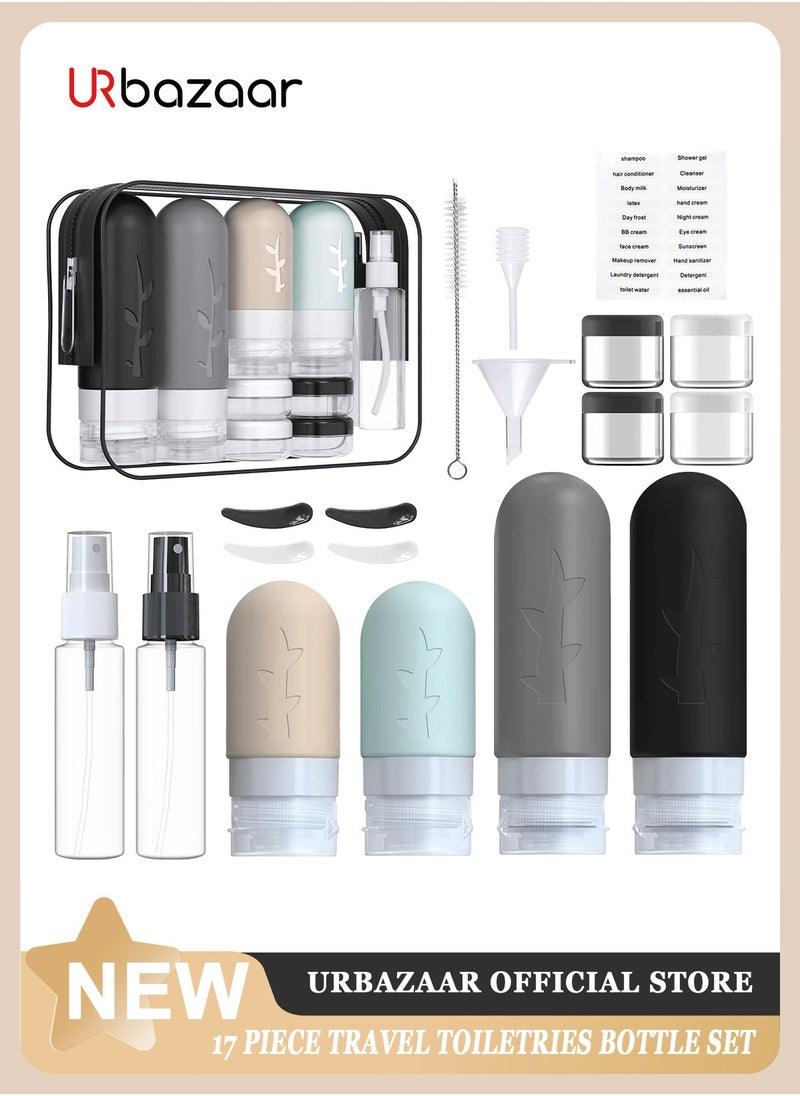 URbazaar 18pack Travel Bottles for Toiletries,TSA Approved Silicone Travel Containers jar for Toiletries,Leak Proof Refillable Liqus Shampoo And Conditioner Travel Essentials toiletry Bottles  - Image 1