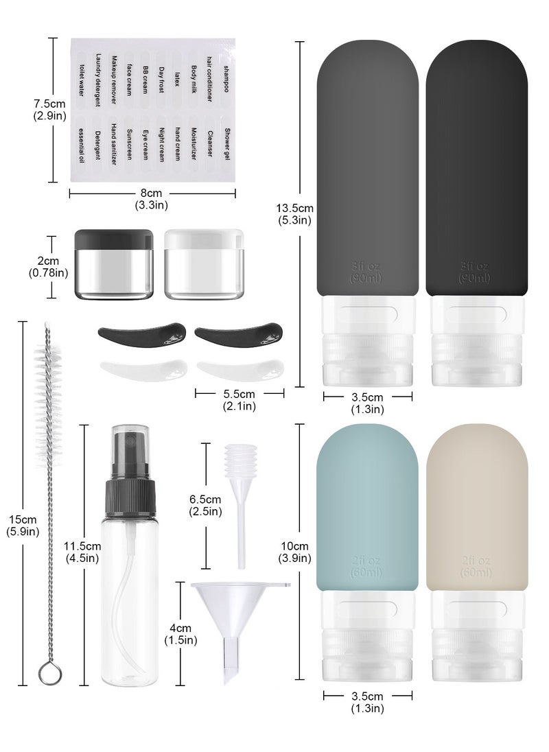 URbazaar 18pack Travel Bottles for Toiletries,TSA Approved Silicone Travel Containers jar for Toiletries,Leak Proof Refillable Liqus Shampoo And Conditioner Travel Essentials toiletry Bottles  - Image 2
