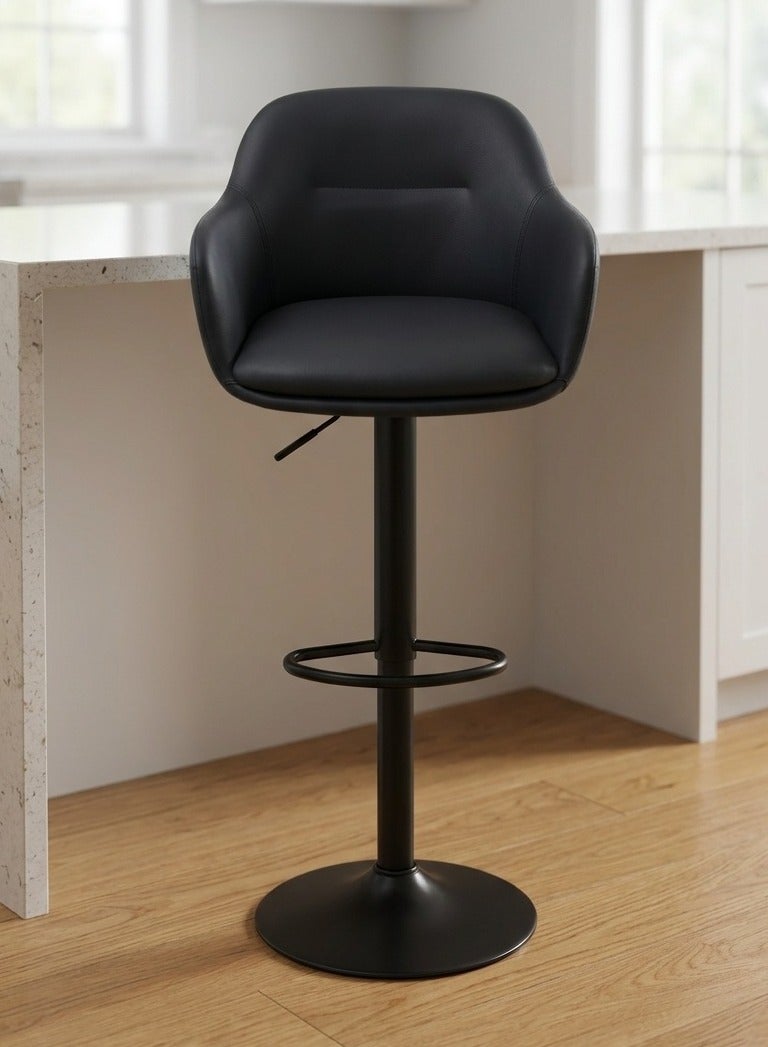 TarafCom Modern swivel bar stool with armrests and black metal base - Image 3