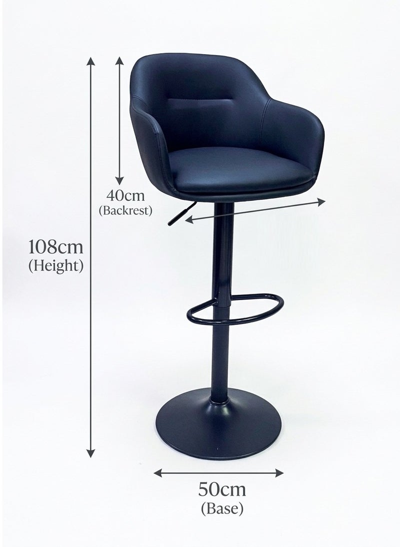 TarafCom Modern swivel bar stool with armrests and black metal base - Image 4