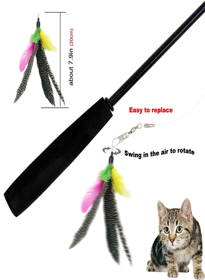 TIENAILING Cat Feather Toys Refills, 8 Pieces Natural Da Bird Feathers Refill, Cat Wand Replacement Feather for Indoor Cats (D) - Image 2