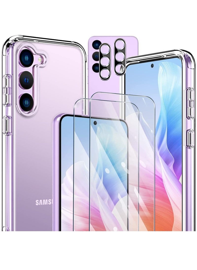 vesus [5-in-1]For Samsung Galaxy S23 Case,2 Packs Camera Lens Protector + 2 Packs HD Tempered Glass Screen Protector,All-Round Protection, Shockproof, Anti-Scratches Kit (S23 Screen Protector) - Image 1