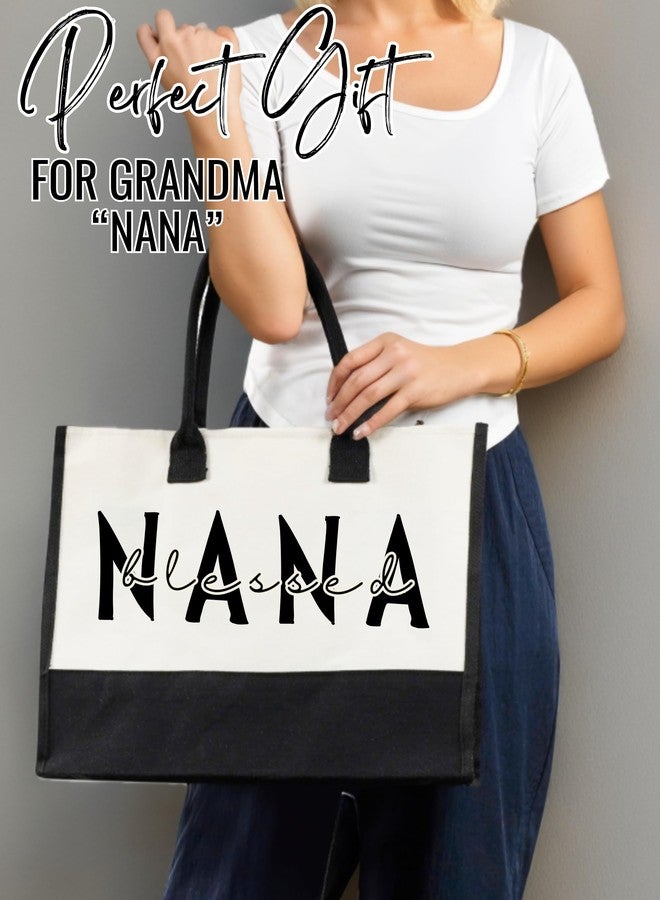 InnoBeta Nana Gifts for Grandma, Canvas Tote Bag on Christmas or Birthday, Tote with Top Zipper Closure and Shoulder Strap - Blessed Nana - Image 3