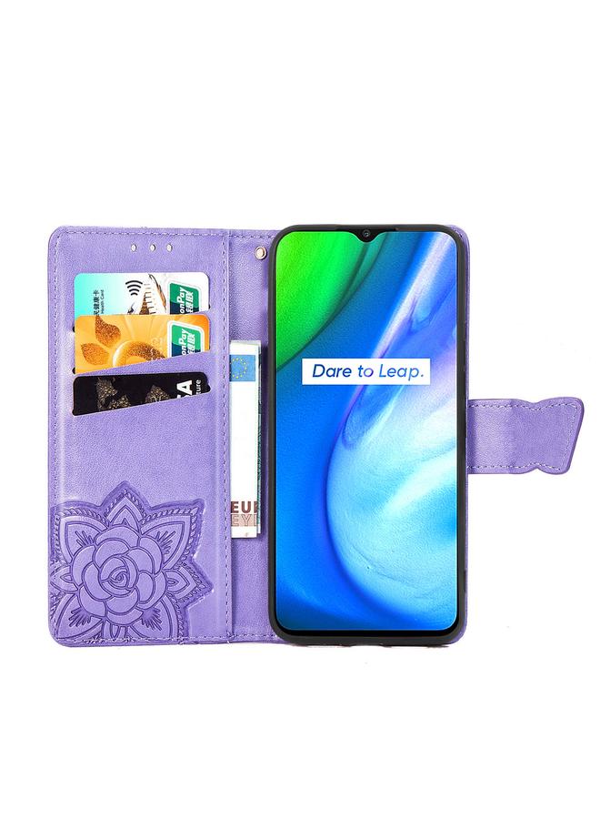 S-TOP Case For OPPO Realme V3 Butterfly Love Flower Embossed Horizontal Flip Leather Case with Bracket / Card Slot / Wallet / Lanyard - Image 3