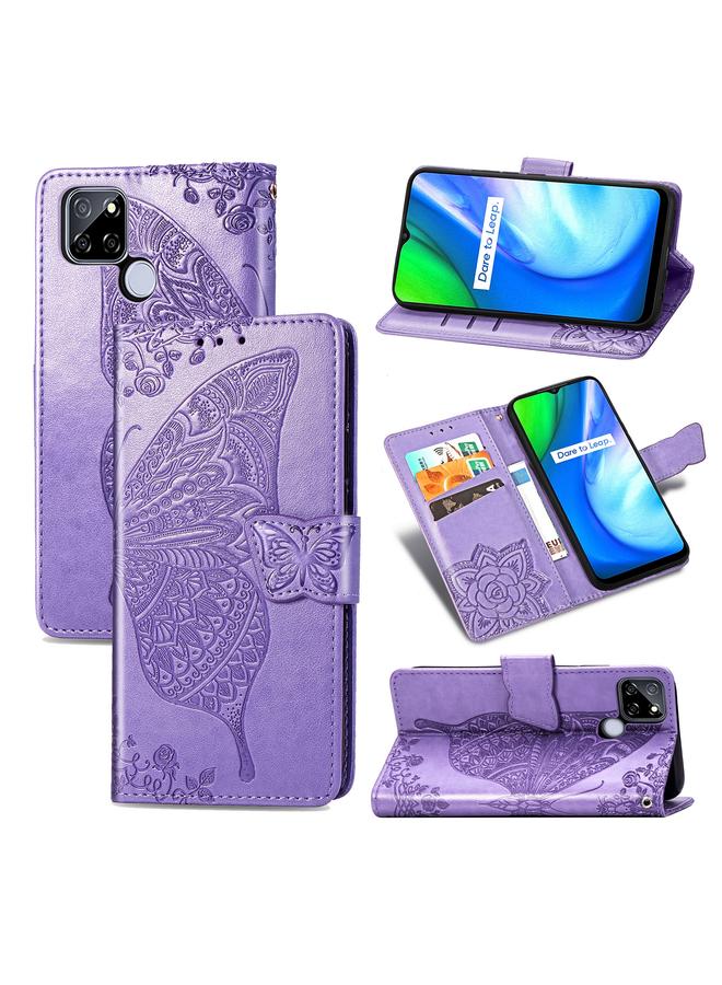 S-TOP Case For OPPO Realme V3 Butterfly Love Flower Embossed Horizontal Flip Leather Case with Bracket / Card Slot / Wallet / Lanyard - Image 1