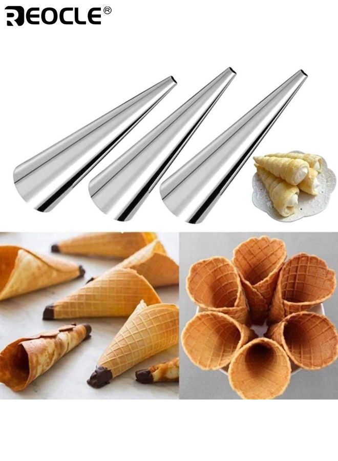 REOCLE 12PCS Cream Horn Moulds Baking Cones Stainless Steel Lady Lock Cannoli Tubes Standing Cone Shape Danish Pastry Cream Roll Mould for Croissant Shell and Dessert Making - Image 3