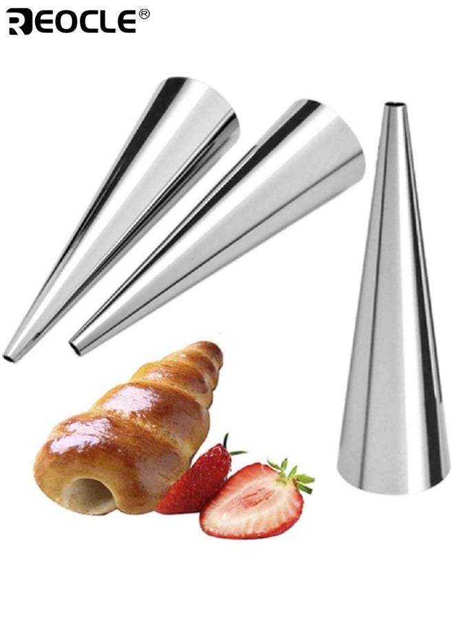 REOCLE 12PCS Cream Horn Moulds Baking Cones Stainless Steel Lady Lock Cannoli Tubes Standing Cone Shape Danish Pastry Cream Roll Mould for Croissant Shell and Dessert Making - Image 4