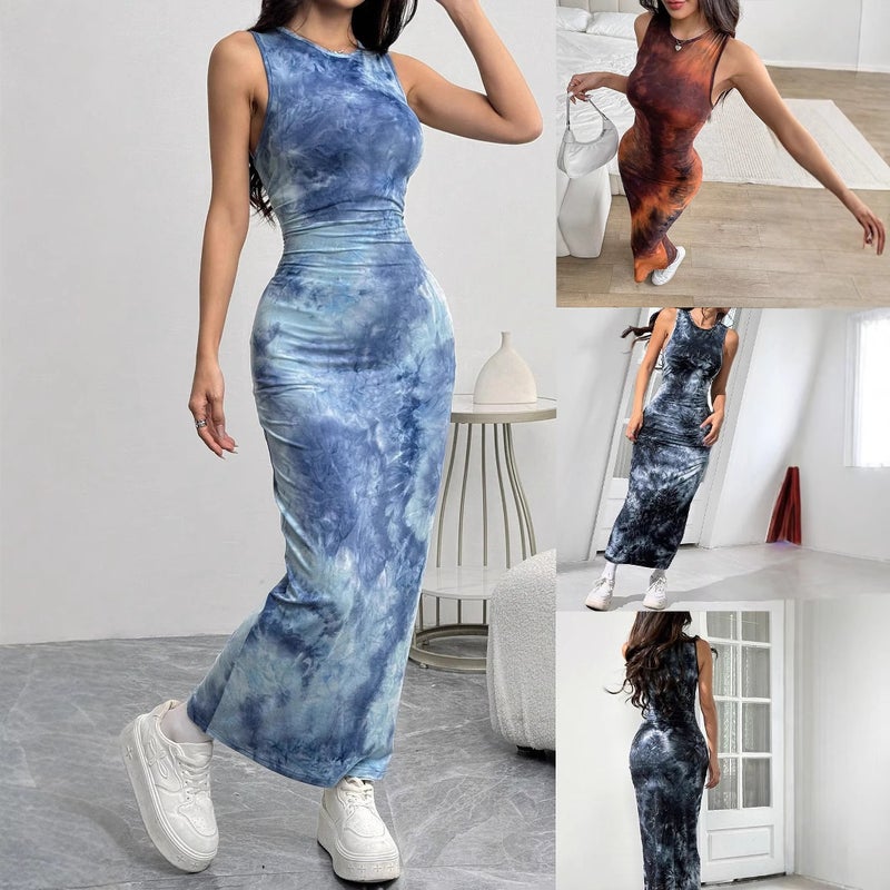 Women's Sleeveless Printed Midi Slim Dress - Image 1