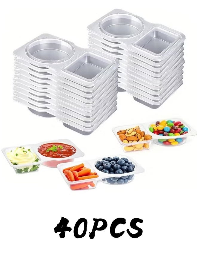 40 Sets Clear Plastic Divided Storage Containers With Lids, Multi Compartment Mini Organizer Boxes, Disposable Sauce Cups, Craft Bead Storage Trays, Hardware Screw Parts Sorting Box, Reusable Food Portion Container For Snack Nut Condiment Takeaway - Image 1
