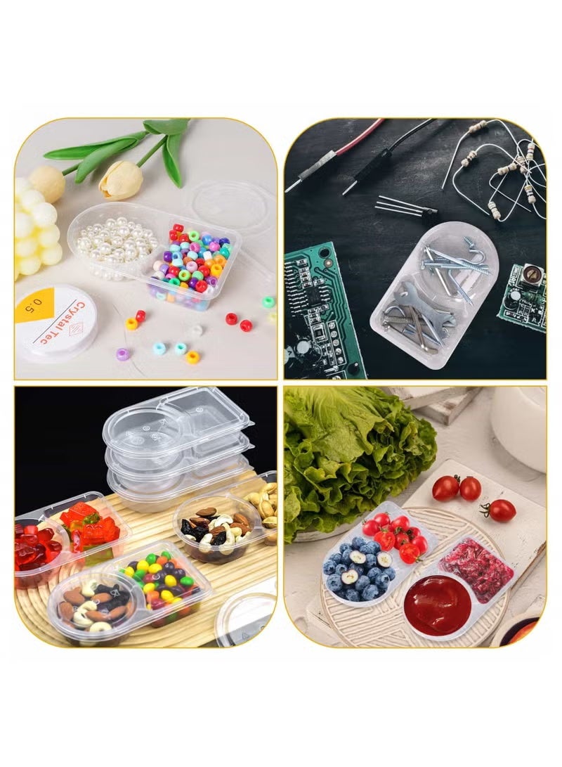 40 Sets Clear Plastic Divided Storage Containers With Lids, Multi Compartment Mini Organizer Boxes, Disposable Sauce Cups, Craft Bead Storage Trays, Hardware Screw Parts Sorting Box, Reusable Food Portion Container For Snack Nut Condiment Takeaway - Image 2
