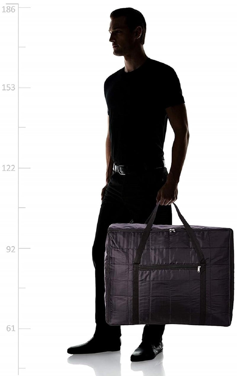 Kuber Industries Parachute Big Underbed Moisture Proof Rectangular Storage Bag with Zipper Closure and Handle Black - Image 2