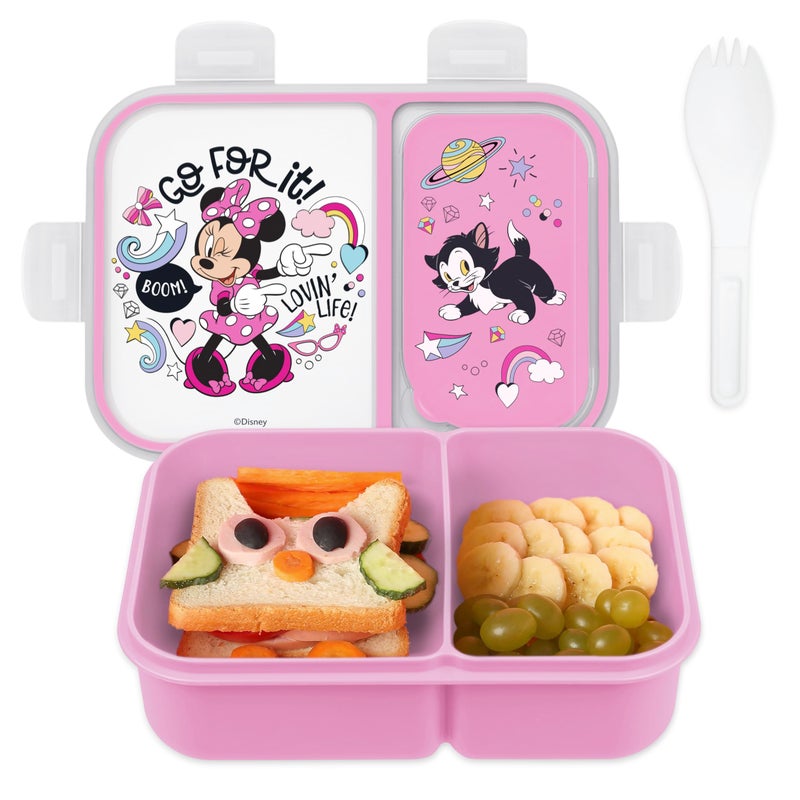 Best Brands Disney Bento Box LeakProof Kids Lunch Box with Divided Compartments Detachable Spork Mickey Minnie Stitch Winnie the Pooh BPA Free Bento Box