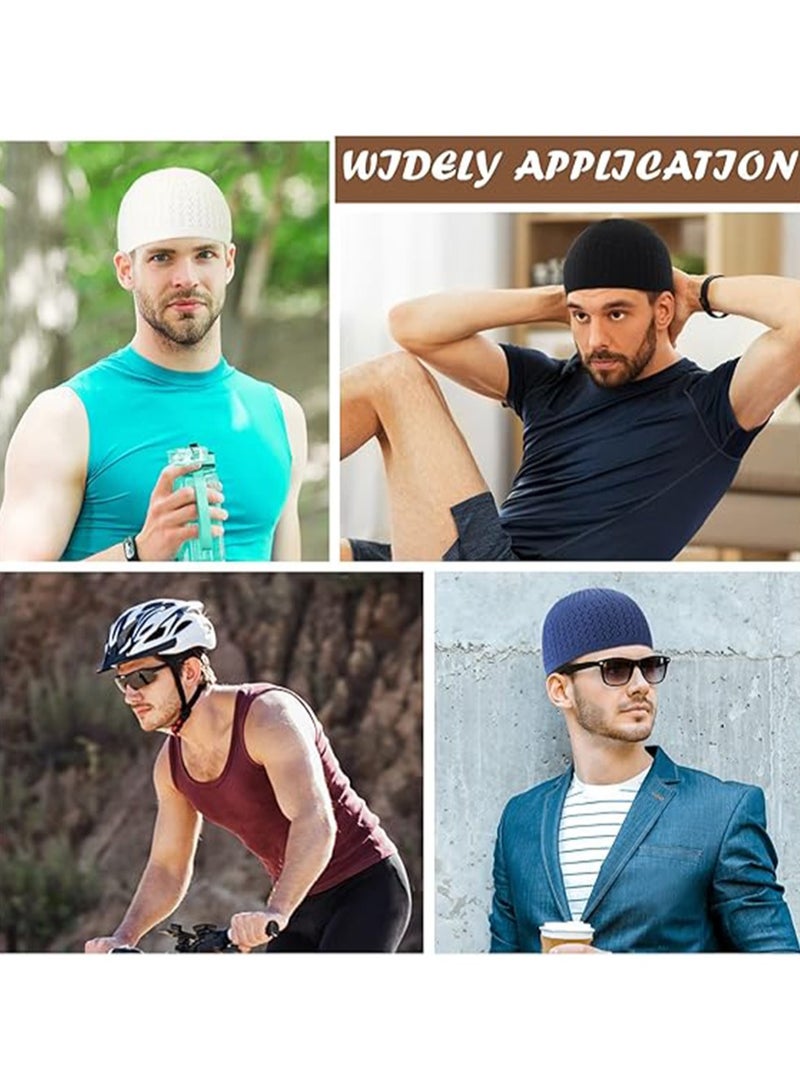 9 Pieces Winter Knit Kufi Hats Skull Caps for Men Women Muslim Liner Ramadan Crochet Beanie  - Image 5