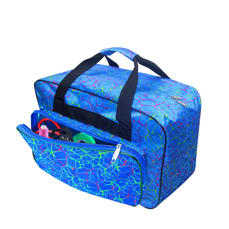 TLBTEK Blue Sewing Machine Carrying Case,Universal Canvas Carry Tote Bag,Portable Padded Storage Dust Cover with Pockets for Sewing Machine - Image 3