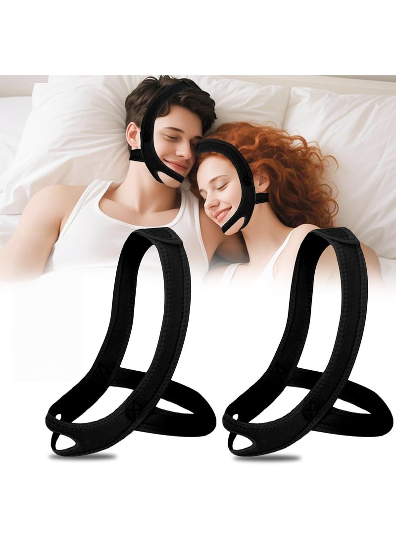 NANAO Anti Snoring Chin Strap for Sleeping, 2 Pack Adjustable Jaw Support Strap to Keep Mouth Closed, Soft Snoring for Men Women, Lightweight Reusable, Snoring Dry Mouth, Comfort Fit Nighttime Sleeping Aid - Image 1