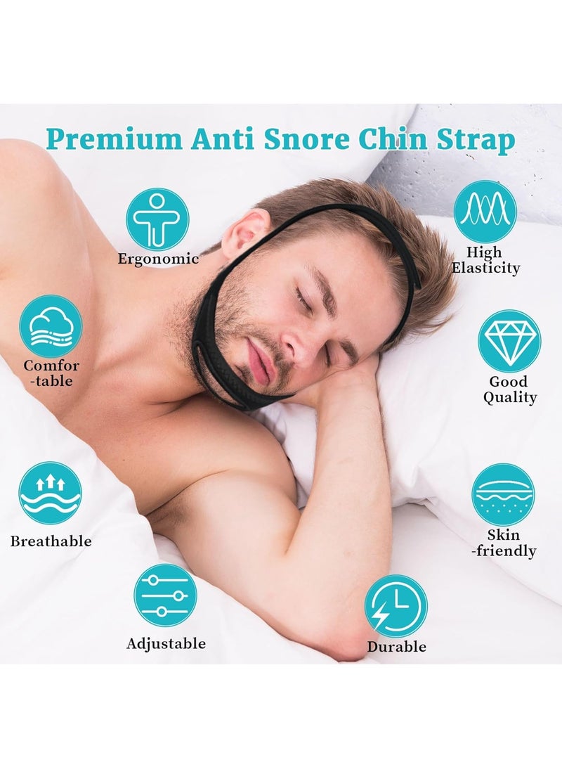 NANAO Anti Snoring Chin Strap for Sleeping, 2 Pack Adjustable Jaw Support Strap to Keep Mouth Closed, Soft Snoring for Men Women, Lightweight Reusable, Snoring Dry Mouth, Comfort Fit Nighttime Sleeping Aid - Image 4