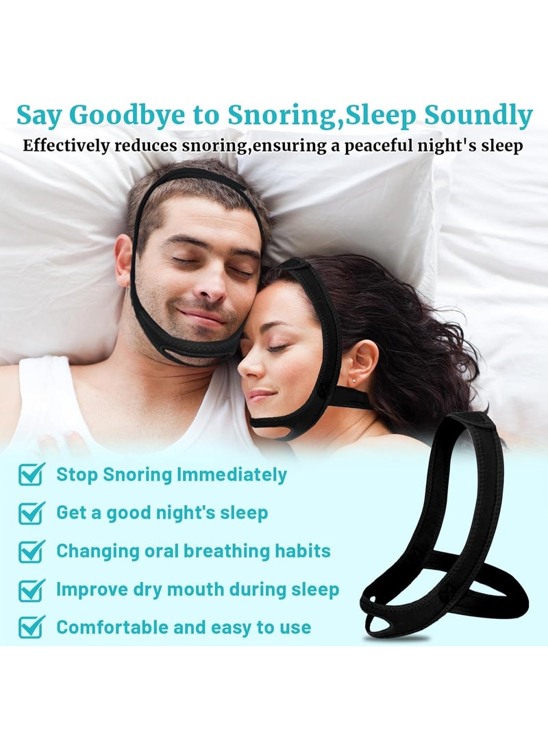 NANAO Anti Snoring Chin Strap for Sleeping, 2 Pack Adjustable Jaw Support Strap to Keep Mouth Closed, Soft Snoring for Men Women, Lightweight Reusable, Snoring Dry Mouth, Comfort Fit Nighttime Sleeping Aid - Image 2