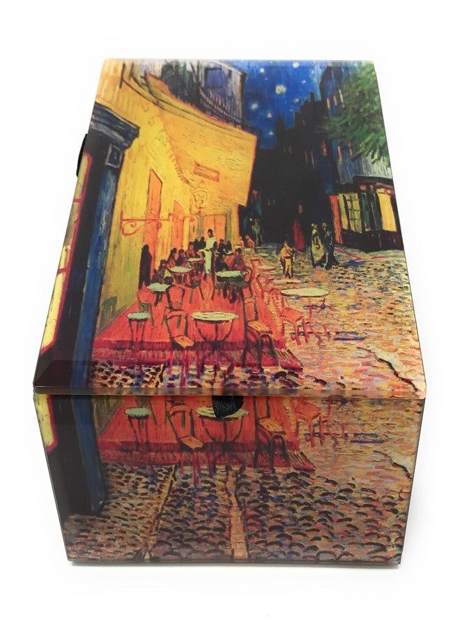 Value Arts Van Gogh's Cafe Terrace at Night Glass Keepsake Box, Beveled Edges, Velvet Lined, 4.75 Inches Square - Image 1