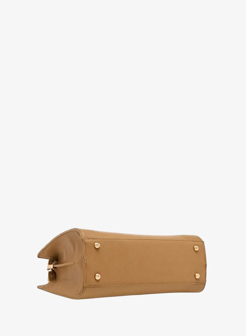Flora Bella By Shoexpress BEIGE Solid Tote Bag with Detachable Strap for Women | Best Price UAE
