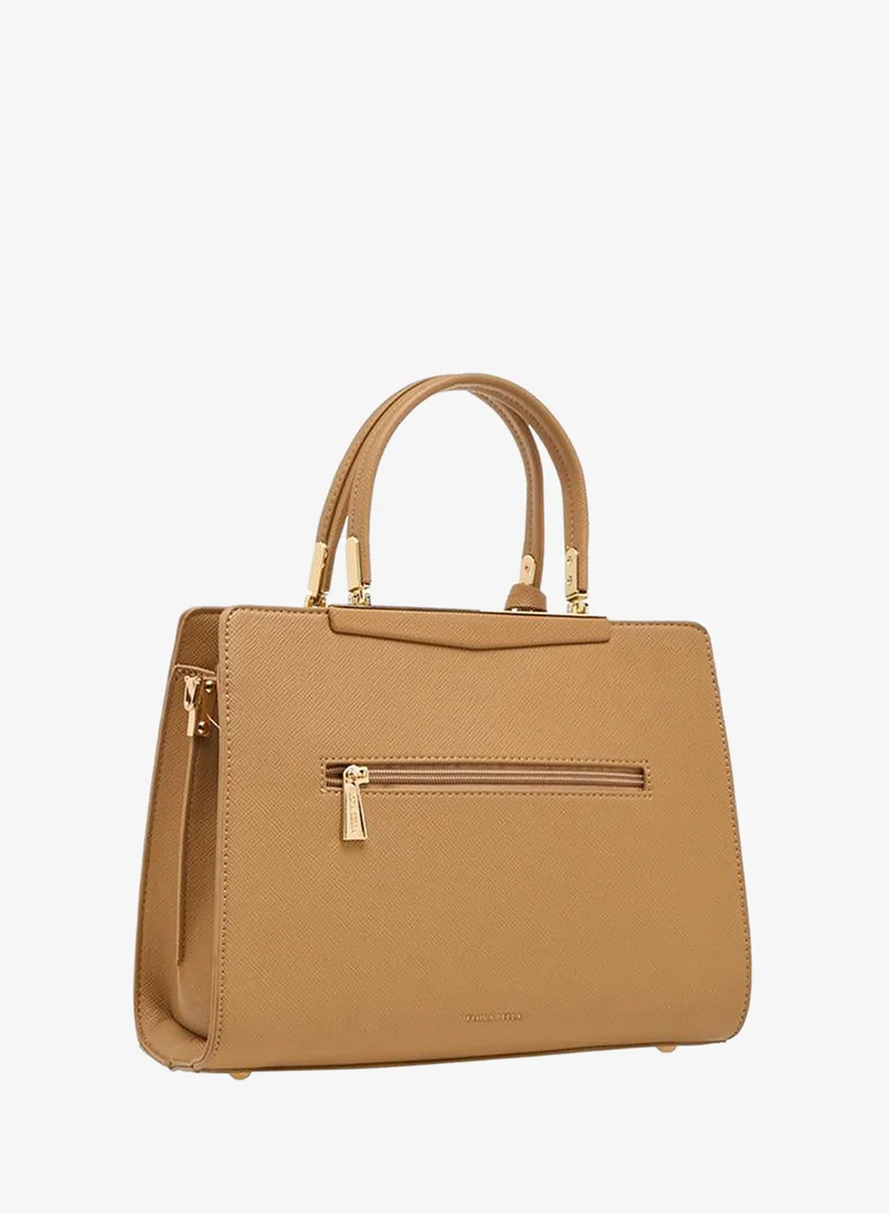 Flora Bella By Shoexpress BEIGE Solid Tote Bag with Detachable Strap for Women | Best Price UAE