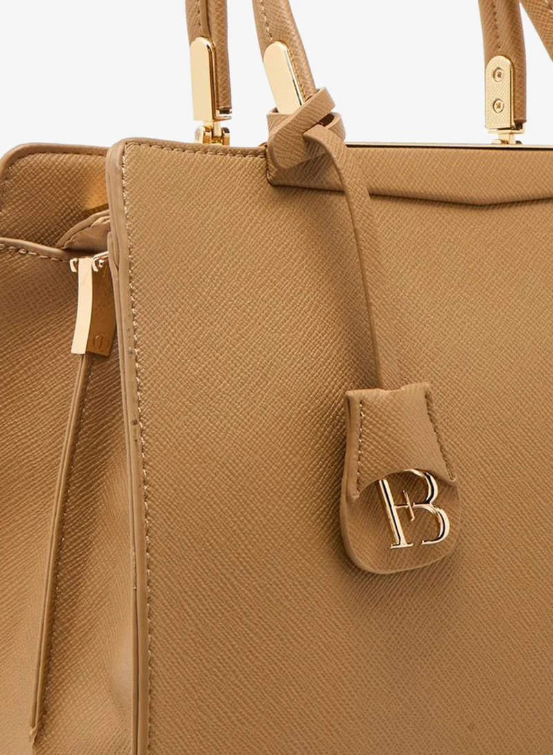 Flora Bella By Shoexpress BEIGE Solid Tote Bag with Detachable Strap for Women | Best Price UAE