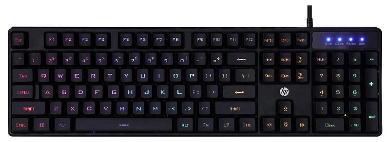 HP K300 Backlit Membrane Wired Gaming Keyboard with Mixed Color Lighting, 4 LED Indicators, Matte Finish Double Injection Key Caps and Windows Lock Key / 3 Years Warranty(4QM95AA) - Image 1