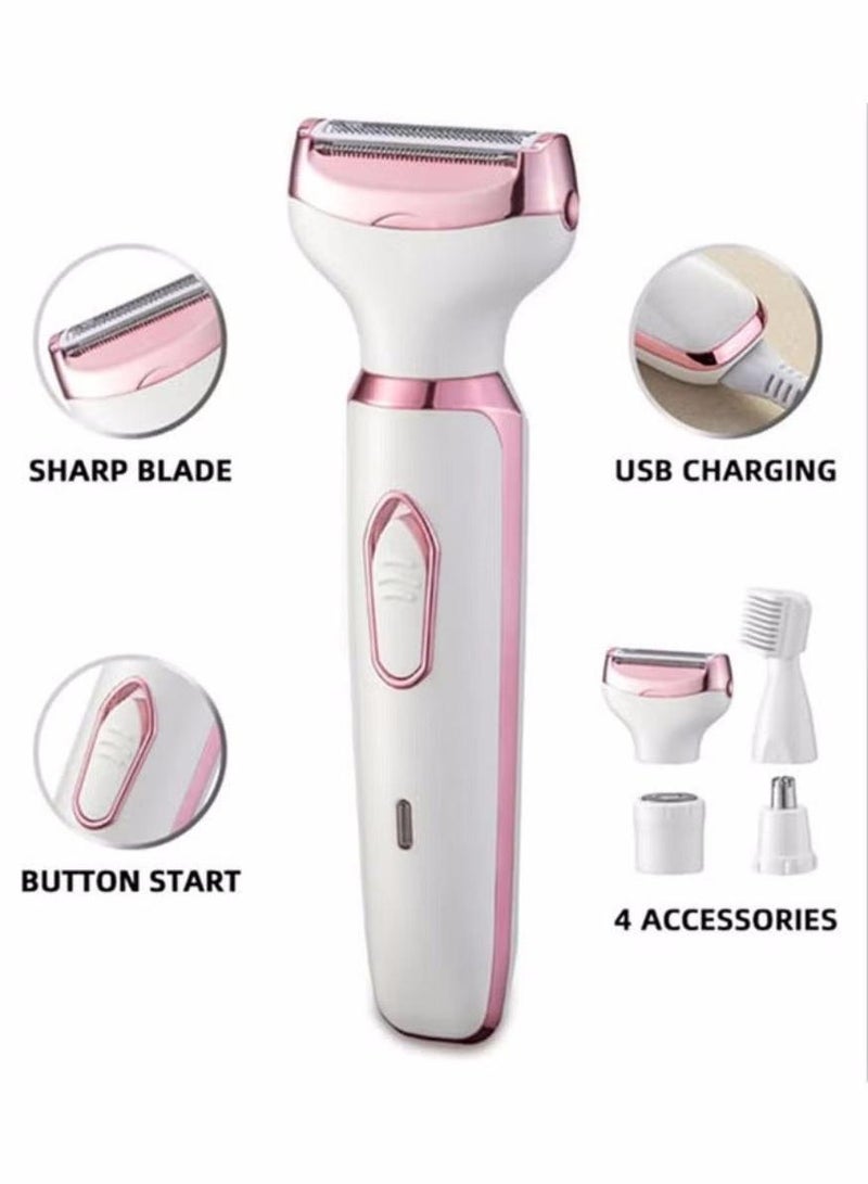 Al Kanzi Electric Razor for Women, 4-in-1 Women's Body Hair Removal, Public Shaver Bikini Trimmer Eyebrow Face Underarm, Portable Ladies Shaver, Epilator, USB Rechargeable(White) - Image 4