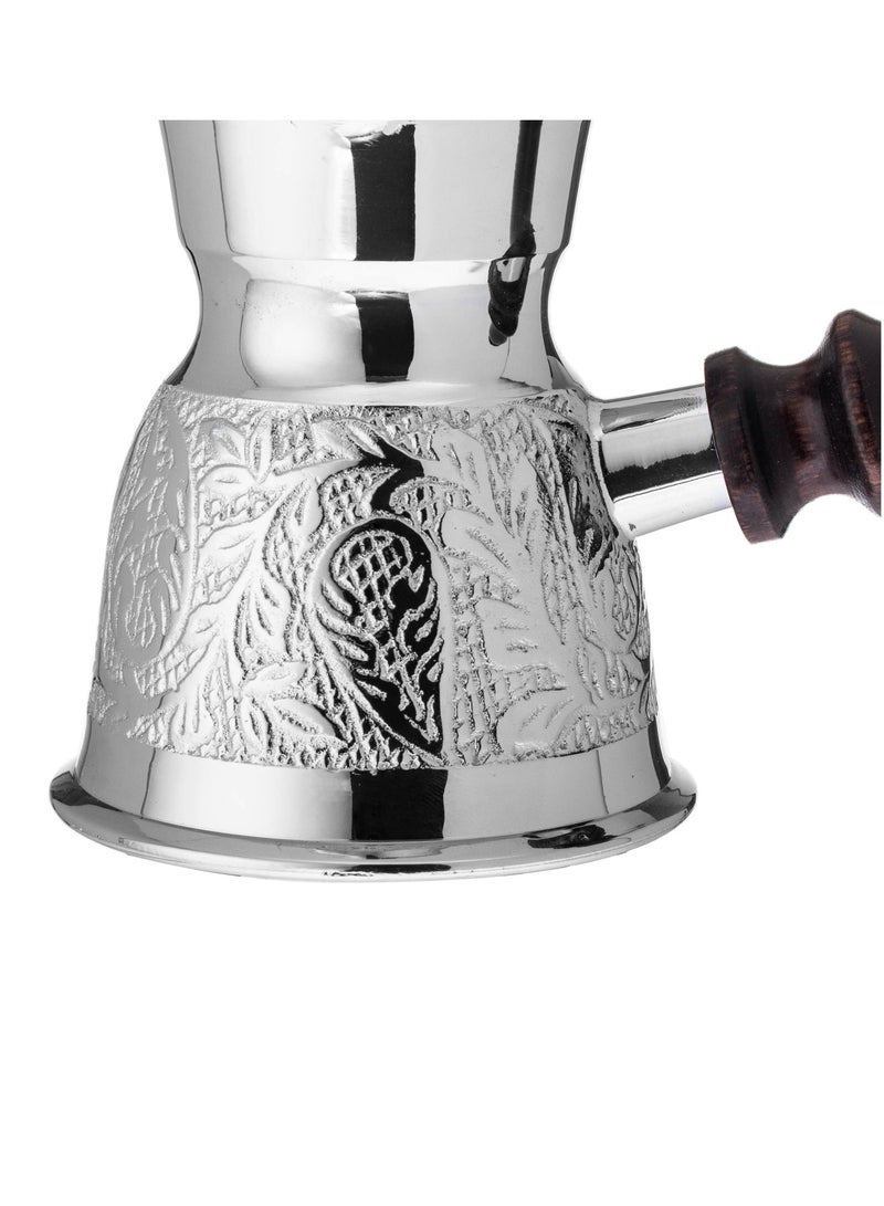 Dania Turkish Coffee Pot 200ml Single Cup Hand-Engraved Design Wooden Handle 8.5cm Premium Quality for Daily Use Gift and Home Brewing - Image 3