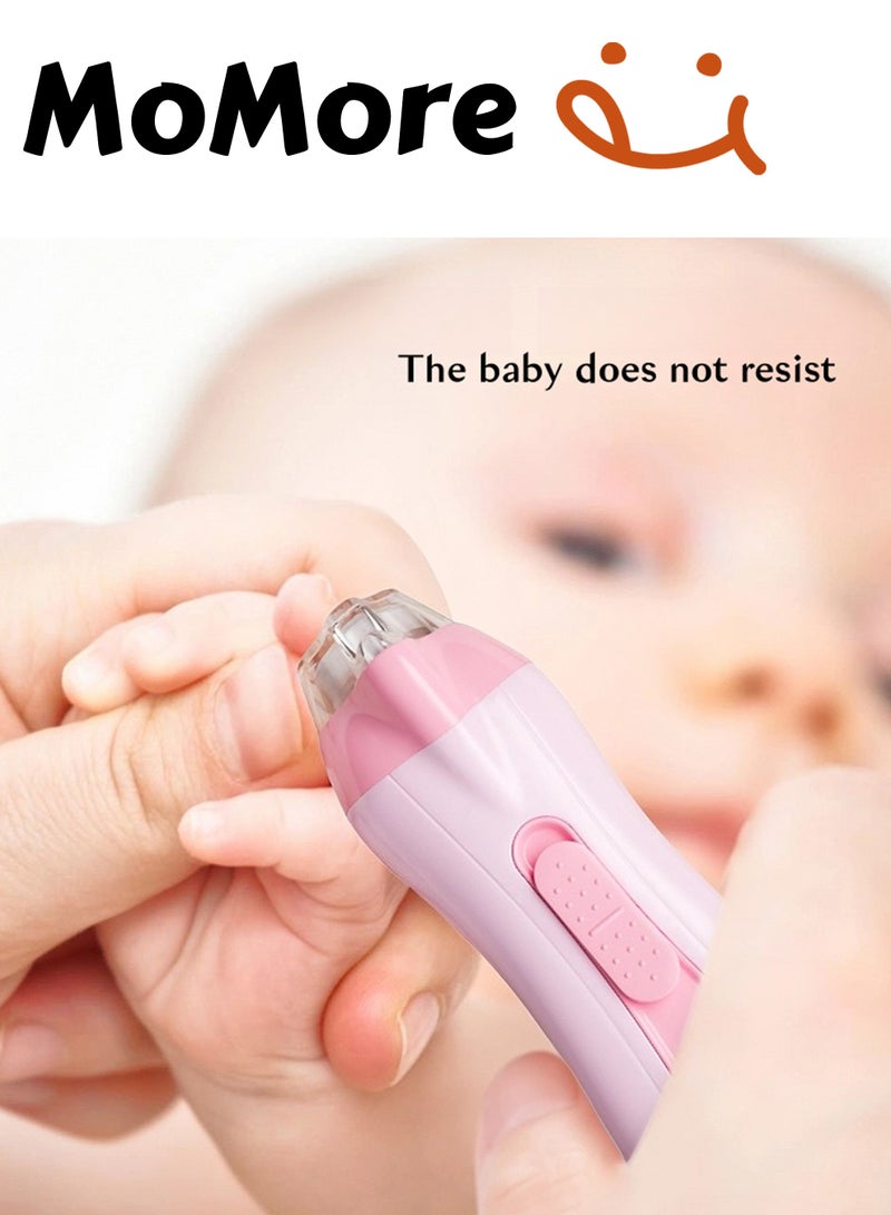Momore Gentle Baby Electric Nail Trimmer With LED Light And Dust Cover, 6 Grinding Head Replacement Pads, Pink - Image 4