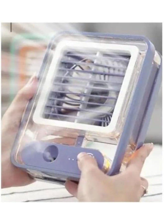 دينكس مروحة تكييف هواء صغيرة شفافة من دينكس DX2533، مبرد هواء شخصي قابل لإعادة الشحن عبر USB مع وظيفة الترطيب ورذاذ الماء، إضاءة ليلية LED، 3 سرعات، خزان ماء بسعة 700 مل، مروحة مكتب محمولة. - Image 1