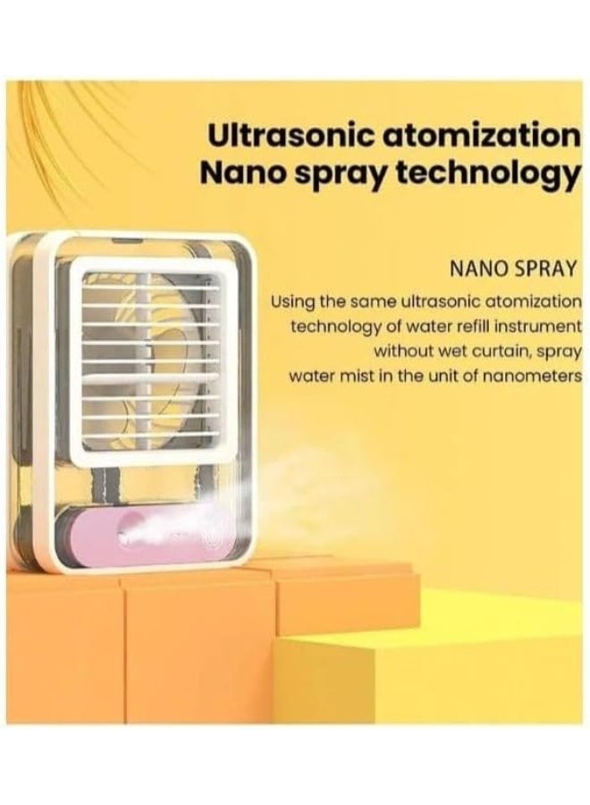 دينكس مروحة تكييف هواء صغيرة شفافة من دينكس DX2533، مبرد هواء شخصي قابل لإعادة الشحن عبر USB مع وظيفة الترطيب ورذاذ الماء، إضاءة ليلية LED، 3 سرعات، خزان ماء بسعة 700 مل، مروحة مكتب محمولة. - Image 4