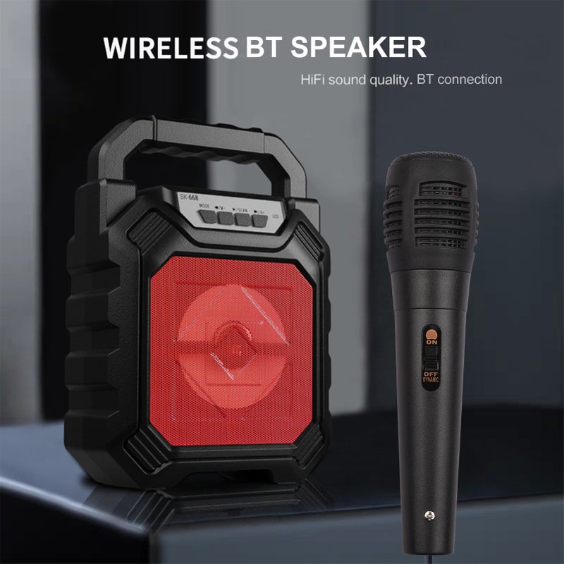 Portable BT Karaoke Machine Rechargeable Cordless Outdoor Speaker Battery Powered with Microphone Mini Loudspeaker & Microphone System for Home Outdoor Gym Party Singing Dancing Camping - Image 4
