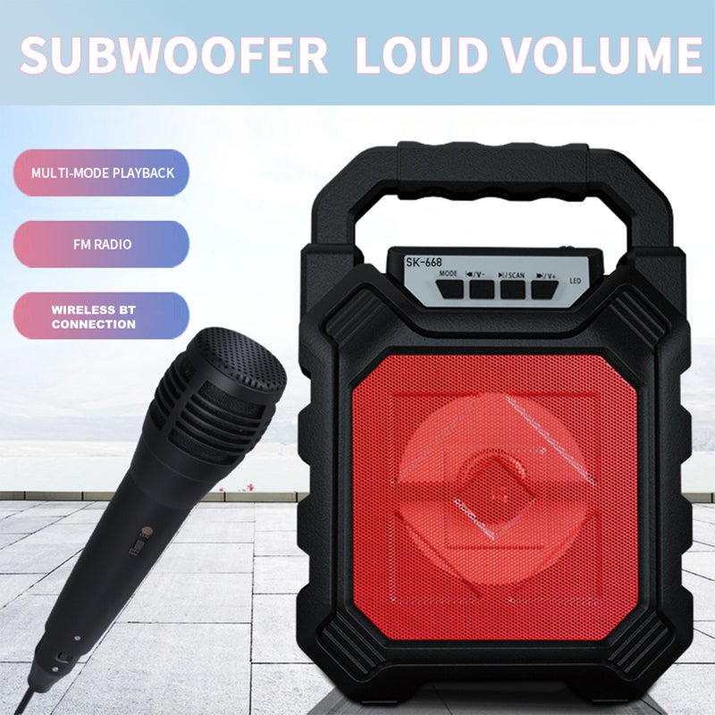 Portable BT Karaoke Machine Rechargeable Cordless Outdoor Speaker Battery Powered with Microphone Mini Loudspeaker & Microphone System for Home Outdoor Gym Party Singing Dancing Camping - Image 2