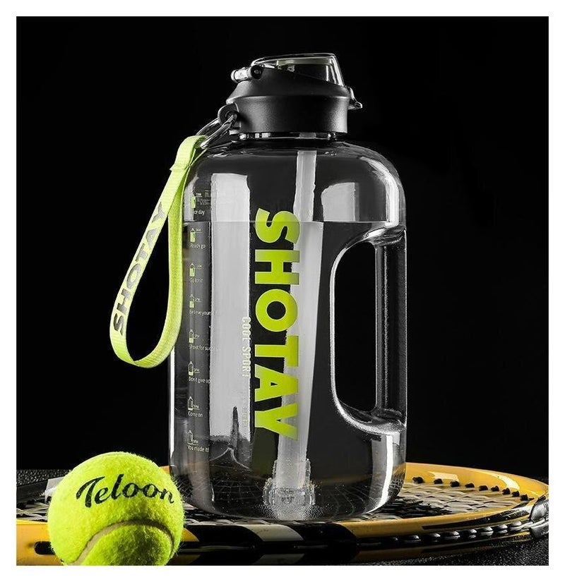 Healthy plastic water bottle 1500 ml, with removable straw used for travel,gym, fitness, outdoor sports, home, school, gym, yoga & office-black - Image 1