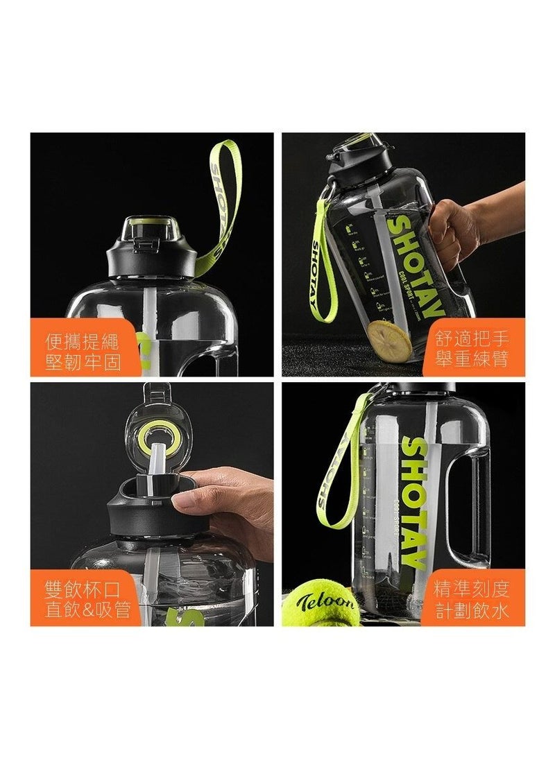 Generic - Healthy plastic water bottle 1500 ml, with removable straw used for travel,gym, fitness, outdoor sports, home, school, gym, yoga & office-black - Image 1